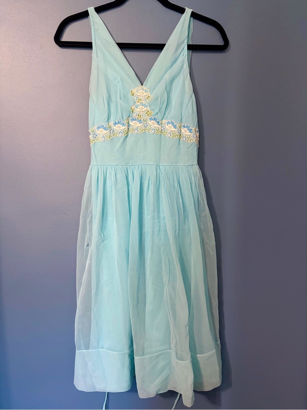 Vintage fairy slip dress with floral appliqué